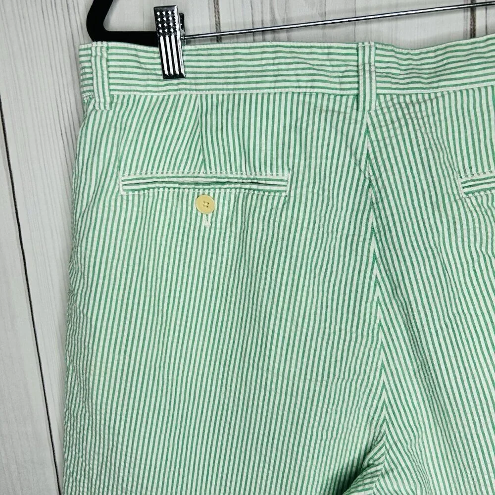 Vineyard Vines Shorts Sz 35 Green White Striped Seersucker 9